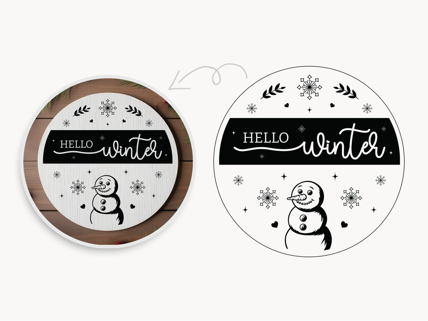 Hello Winter Round Sign SVG Design