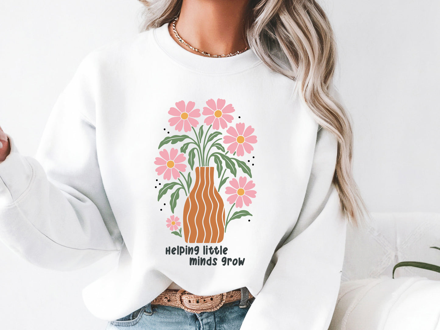 Helping Little Minds Grow, Teacher Boho Floral SVG