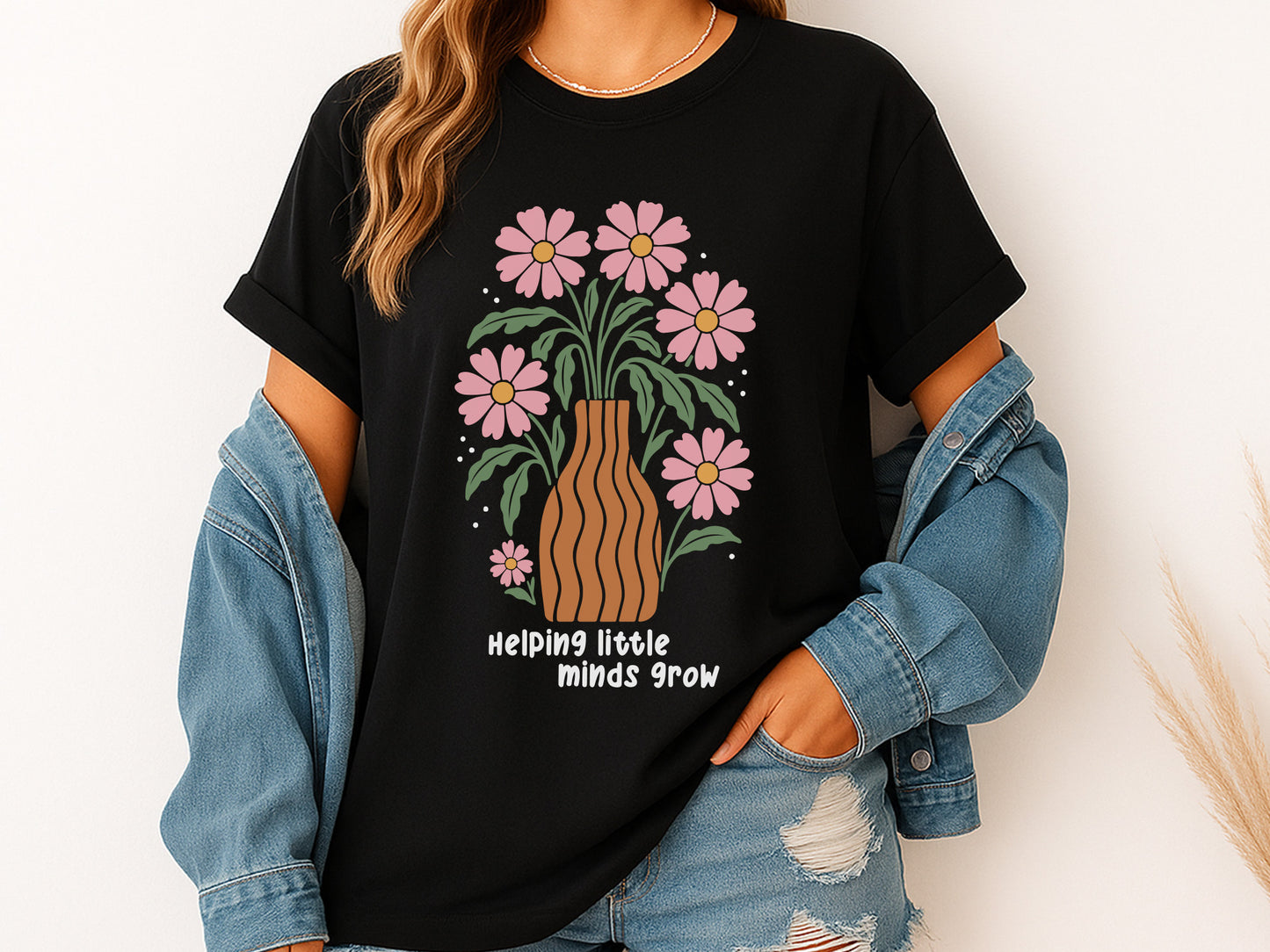 Helping Little Minds Grow, Teacher Boho Floral SVG