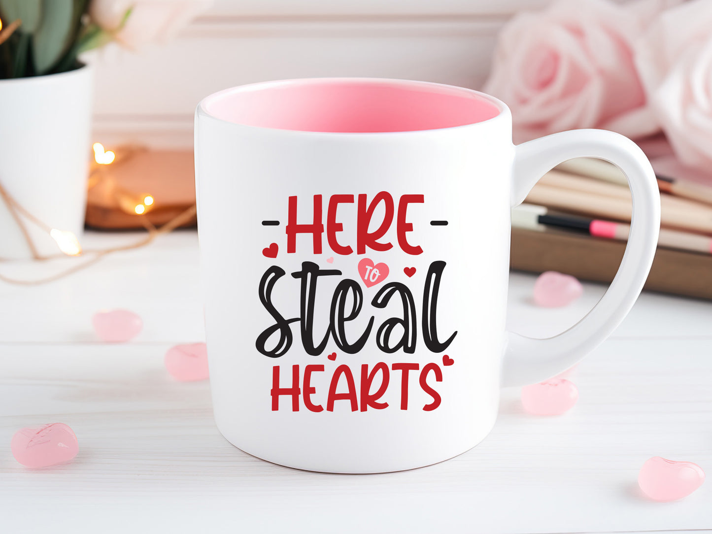 Here to Steal Hearts - Hand Lettered Kids Valentine SVG