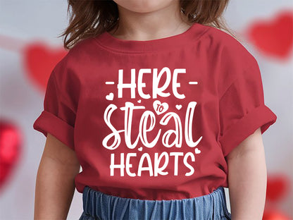 Here to Steal Hearts - Hand Lettered Kids Valentine SVG