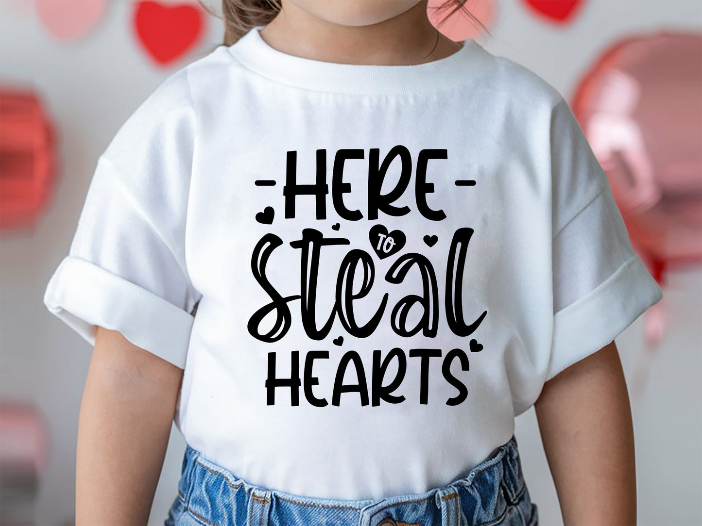 Here to Steal Hearts - Hand Lettered Kids Valentine SVG