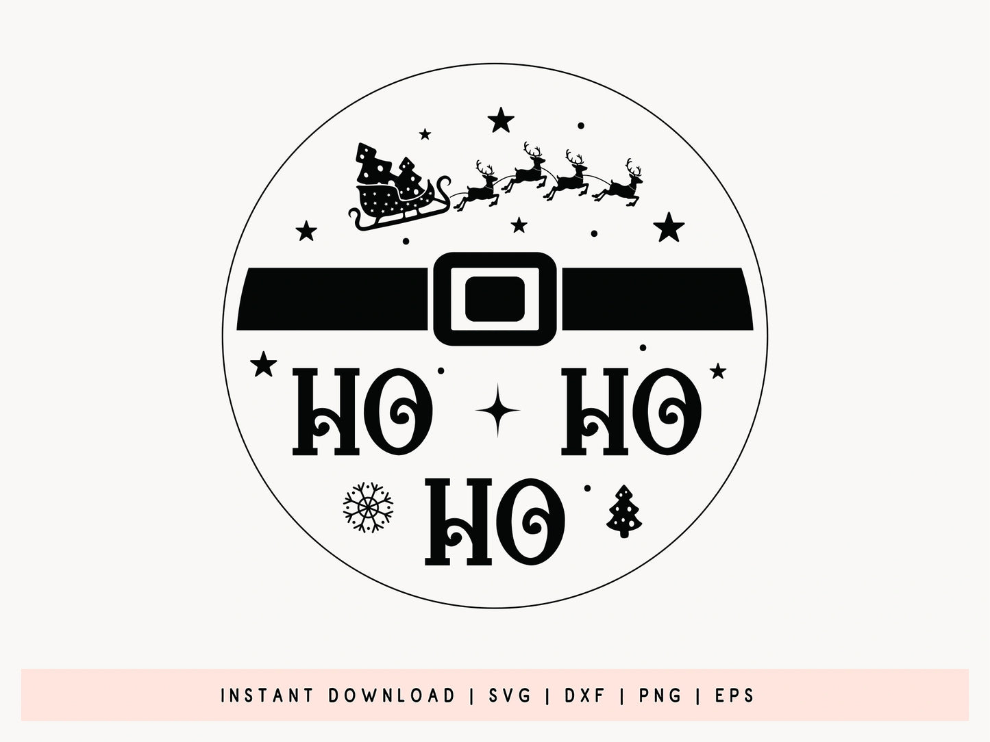 Ho Ho Ho - Handcrafted Christmas Ornament SVG