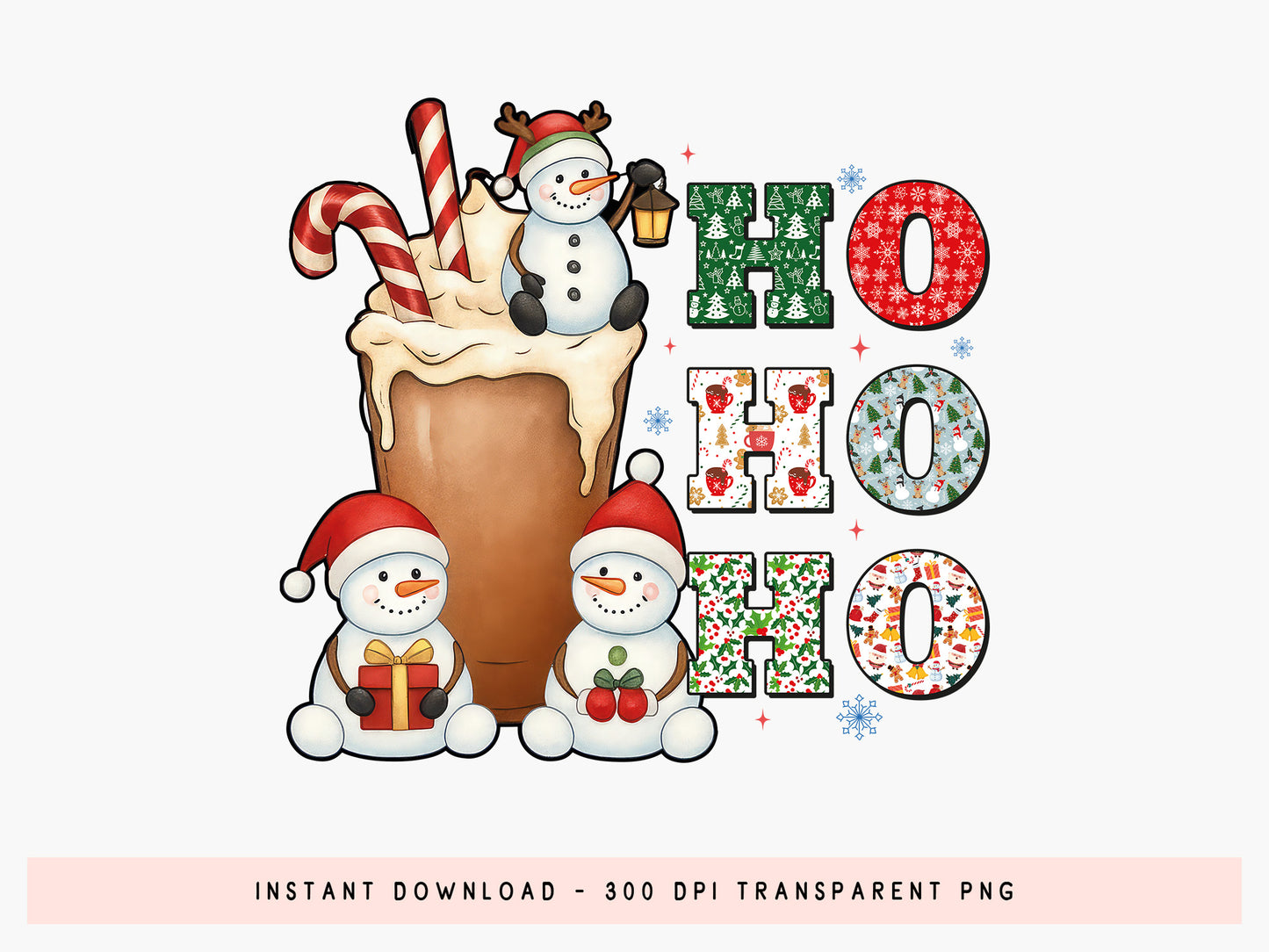 Ho Ho Ho, Snowman Christmas PNG Sublimation