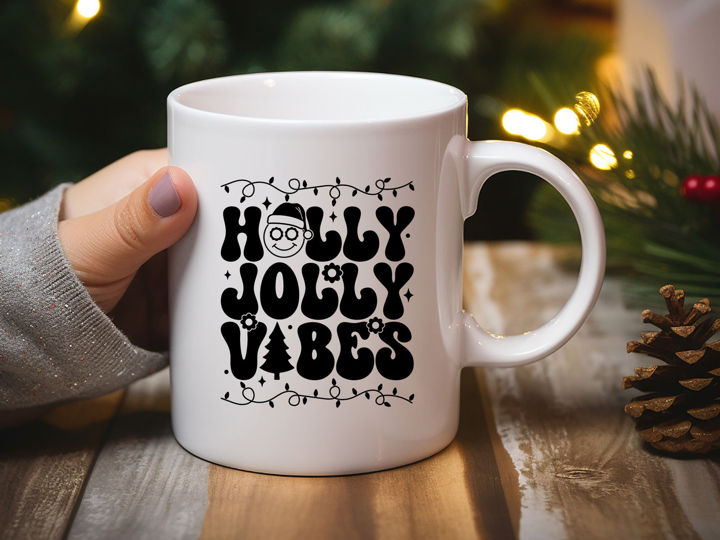 Holly Jolly Vibes - Retro Christmas SVG Cut File