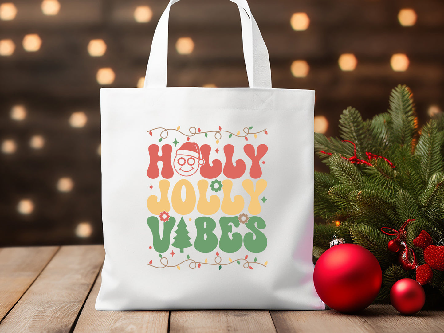 Holly Jolly Vibes - Retro Christmas SVG Cut File