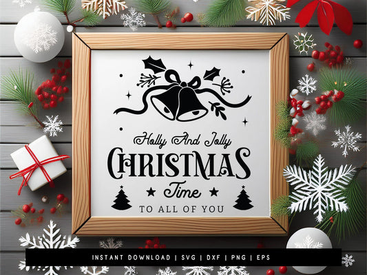 Holly and Jolly Christmas Farmhouse Sign SVG