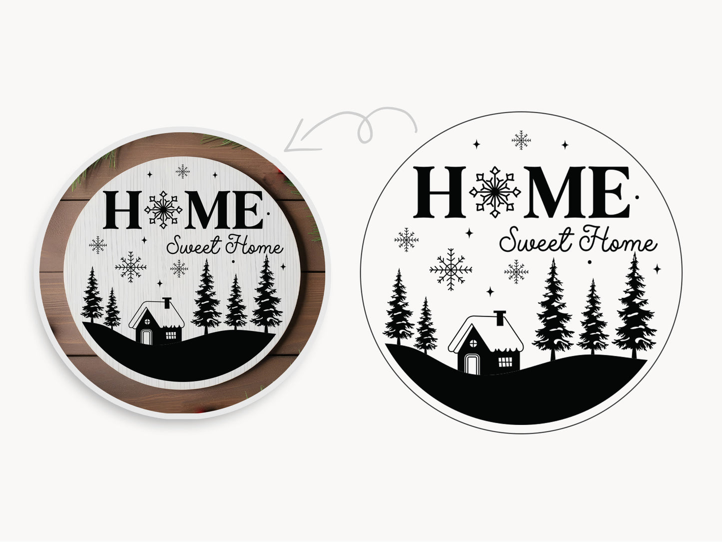 Home Sweet Home - Round Winter Sign SVG