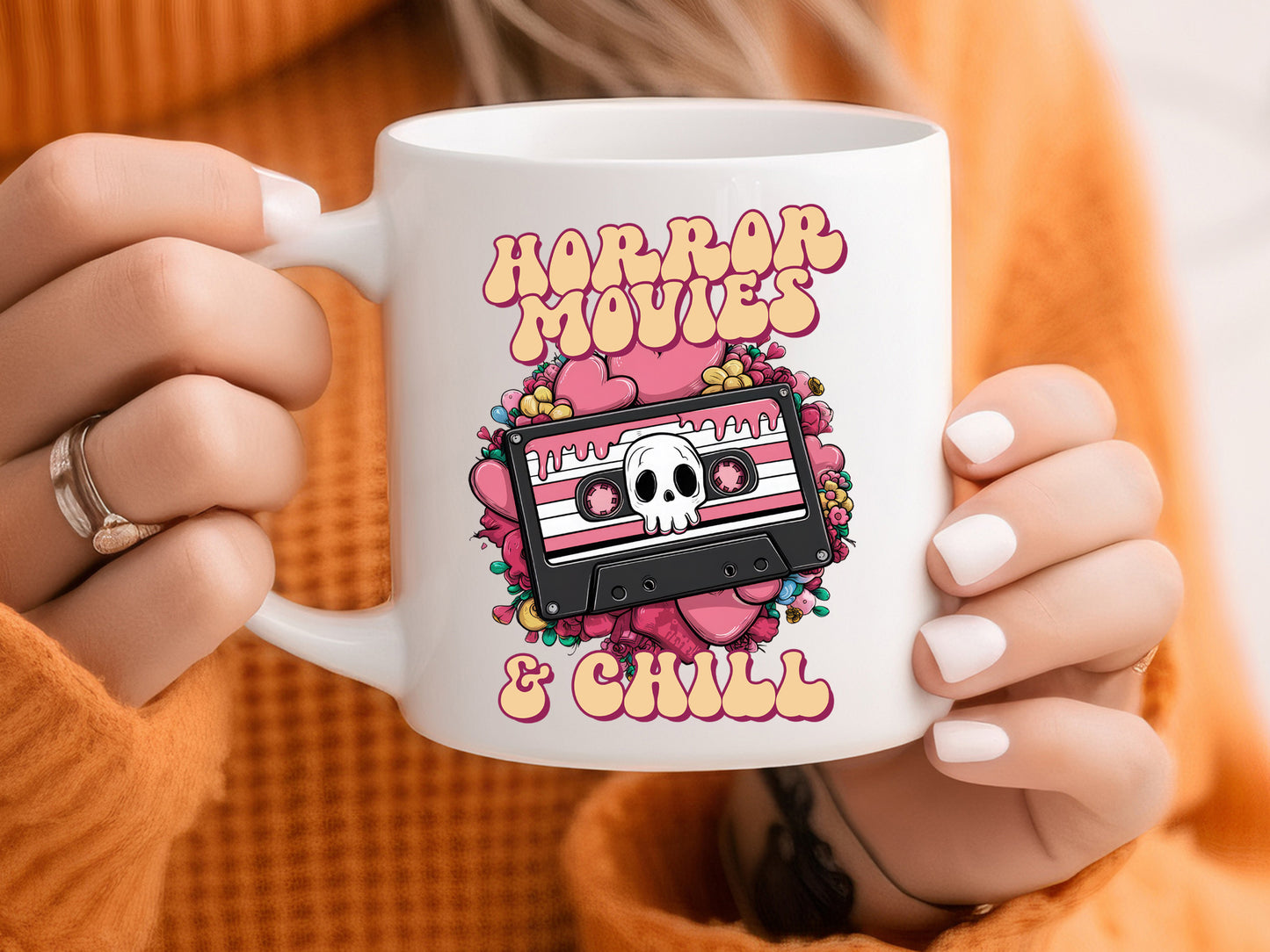 Horror Movies & Chill - Pink Halloween Sublimation Png