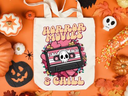 Horror Movies & Chill - Pink Halloween Sublimation Png