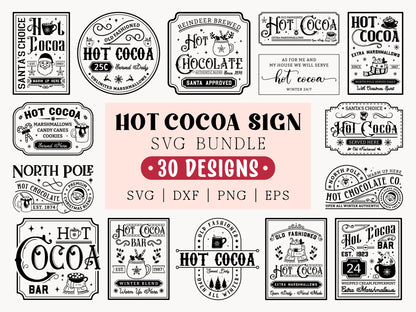 Hot Cocoa Sign Making SVG Bundle