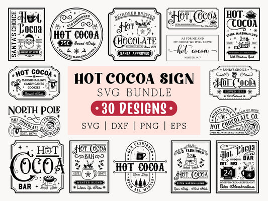 Hot Cocoa Sign Making SVG Bundle