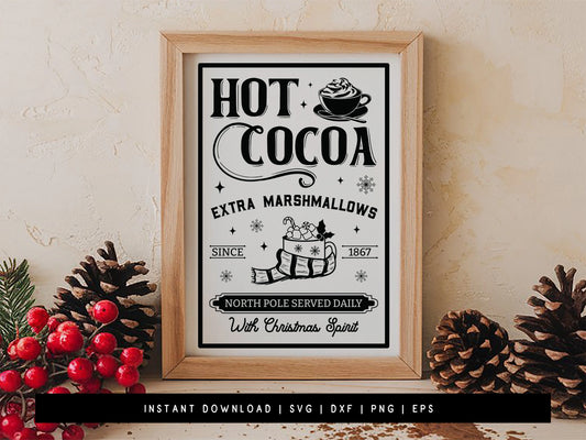 Hot Cocoa Wood Sign SVG Design