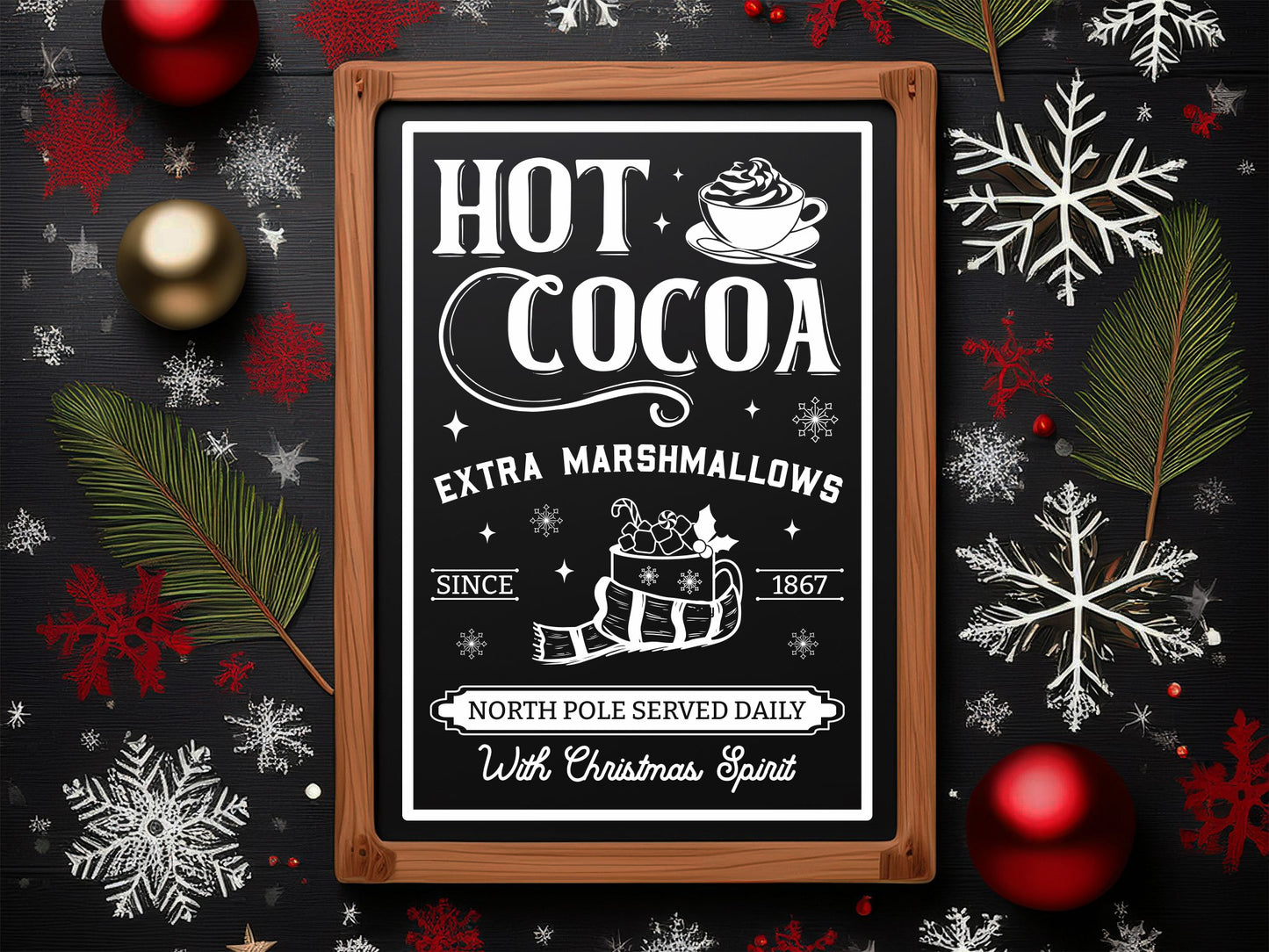 Hot Cocoa Wood Sign SVG Design