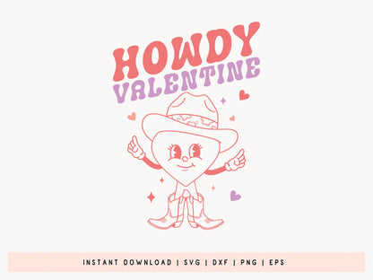 Howdy Valentine - Retro Valentine's Day SVG File