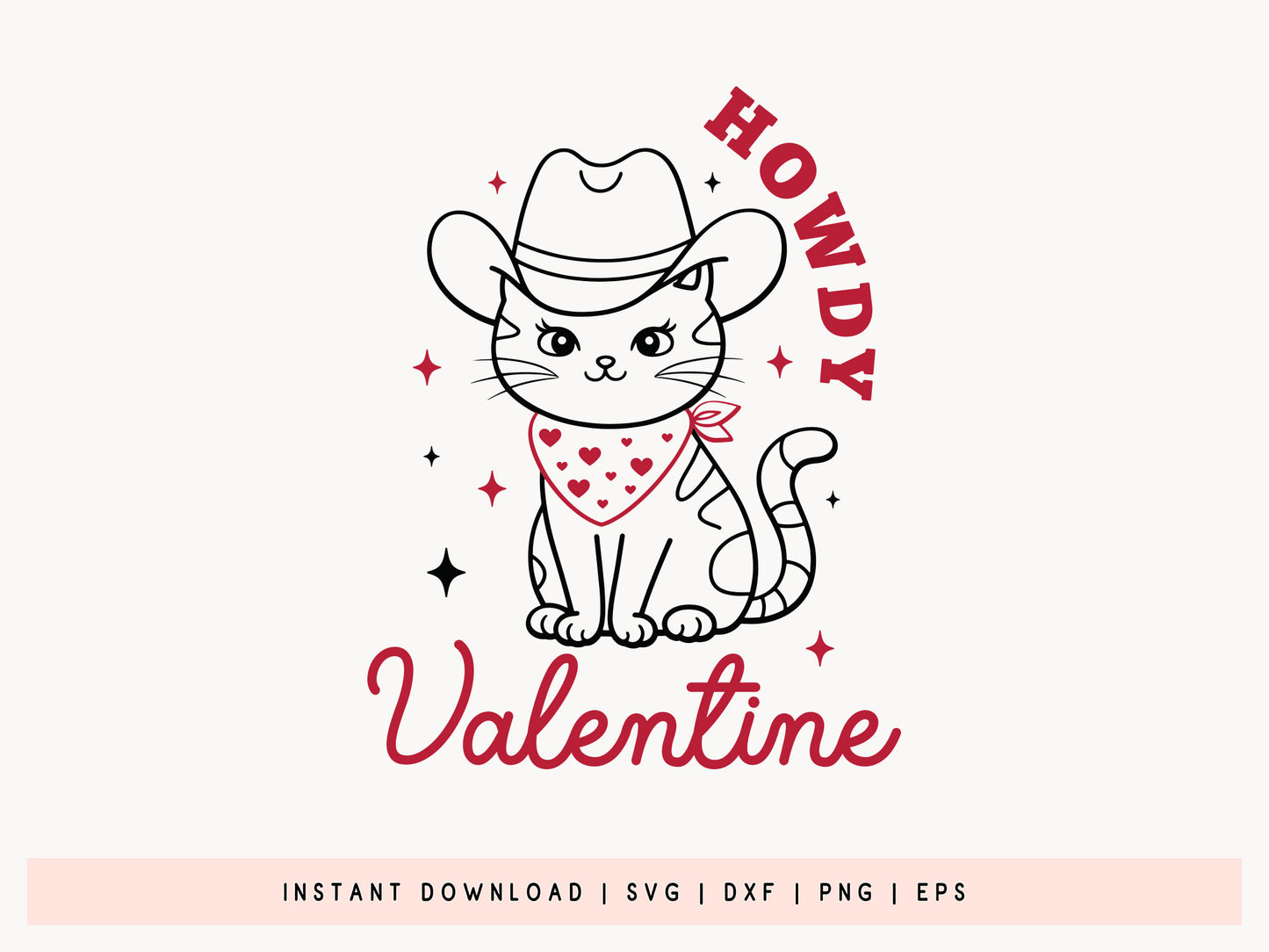 Howdy Valentine Cat SVG for Cricut and Silhouette