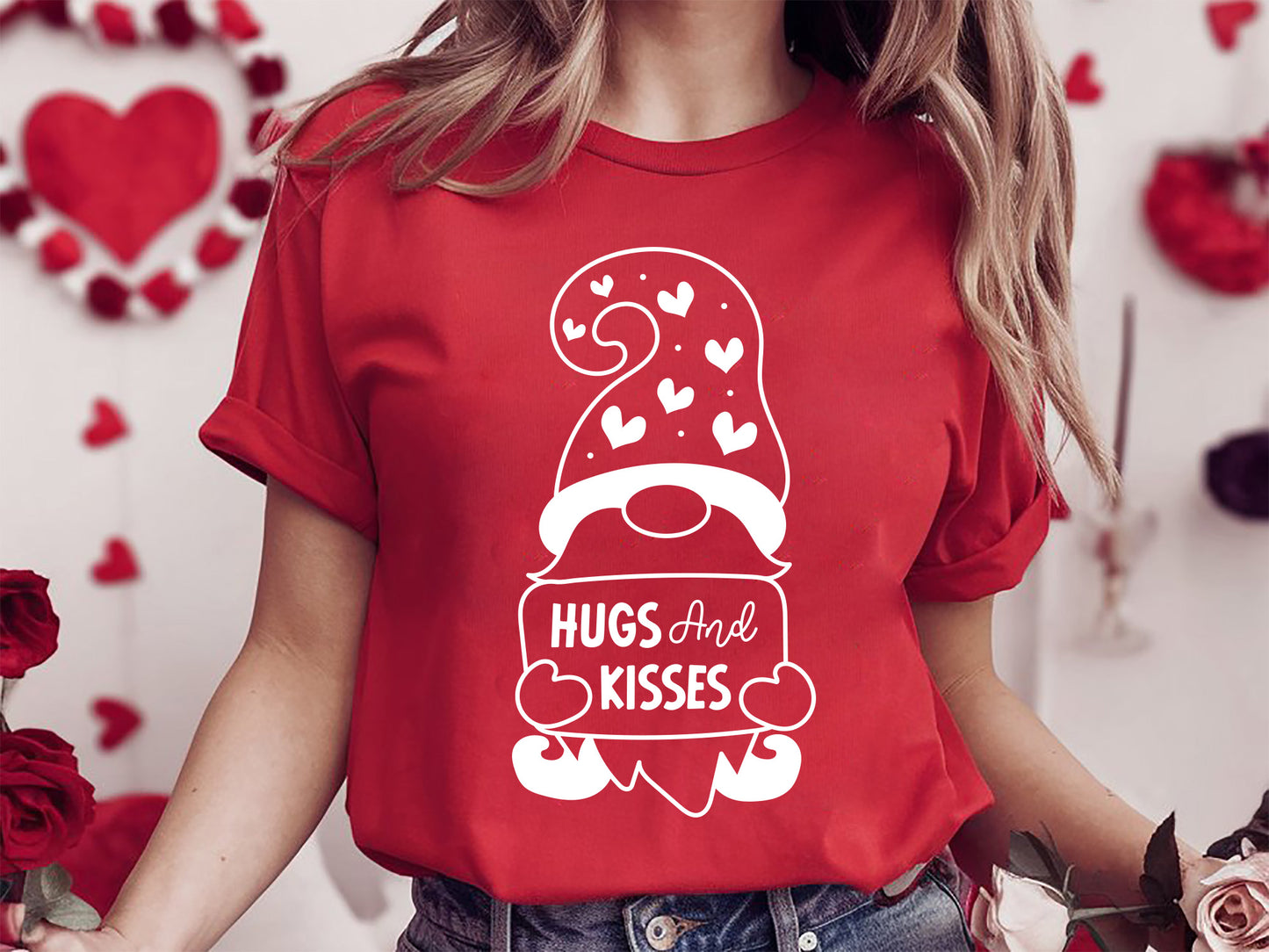 Hugs and Kisses - Valentines Gnome SVG