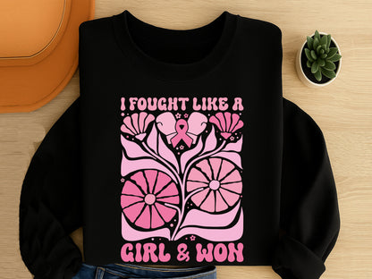 I Fight Like a Girl and Won, Breast Cancer Flower SVG PNG
