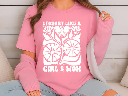 I Fight Like a Girl and Won, Breast Cancer Flower SVG PNG