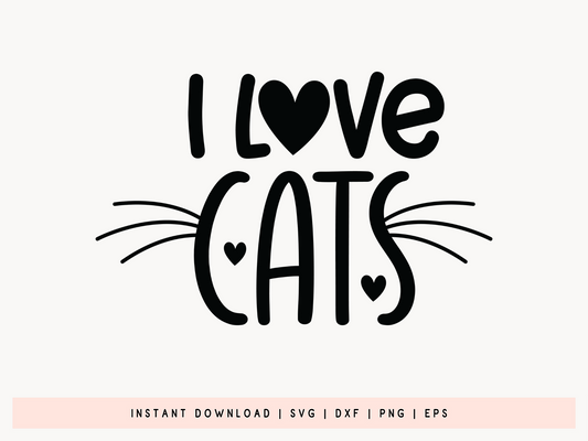 I Love Cats SVG Black and White
