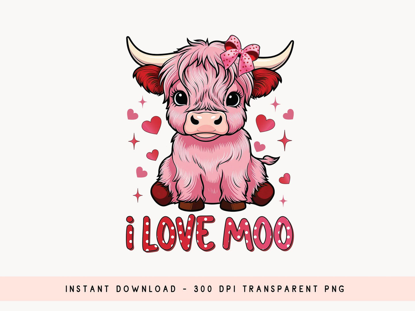 I Love Moo - Valentines Day Coquette Sublimation Design