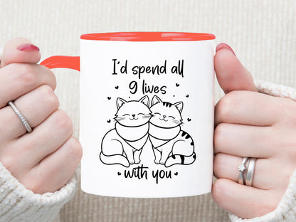 I'd Spend All 9 Lives with You - Cute Cat Valentines SVG