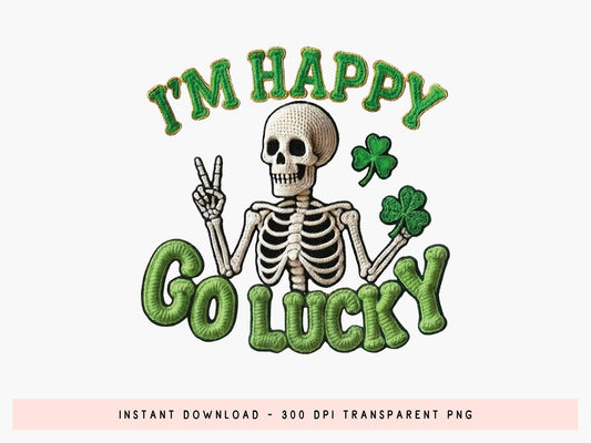 I'm Happy Go Lucky, Faux Yarn Funny St Patrick's Day PNG