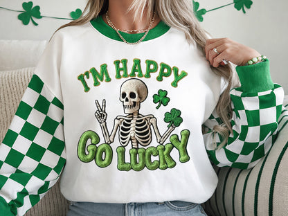 I'm Happy Go Lucky, Faux Yarn Funny St Patrick's Day PNG