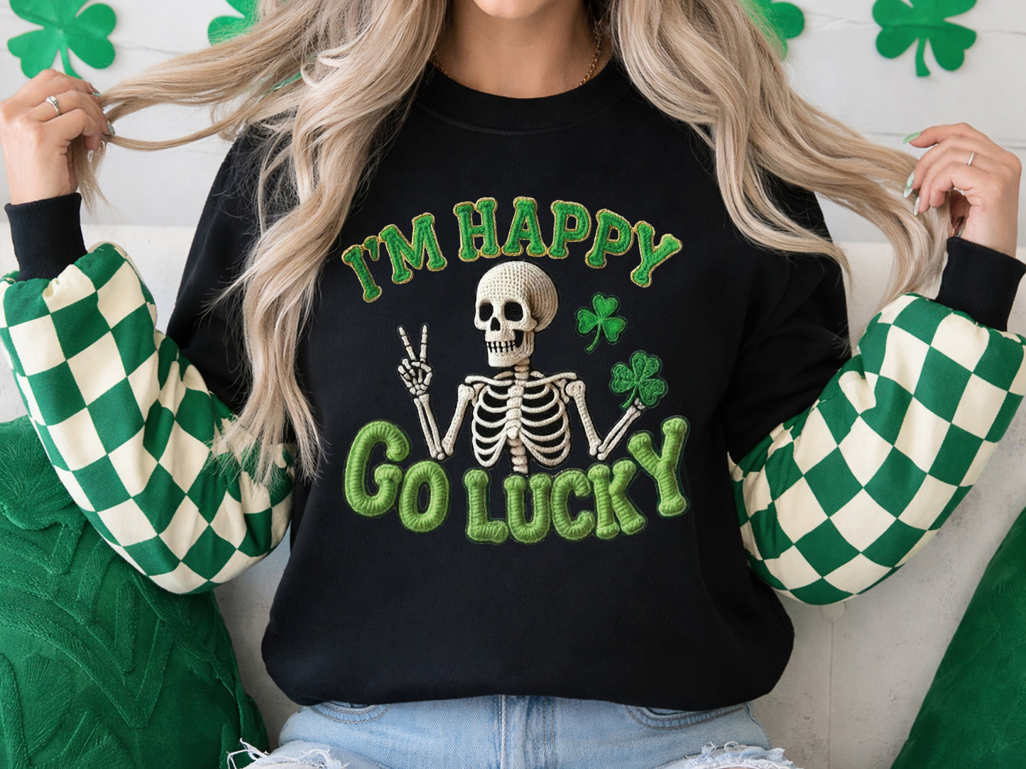 I'm Happy Go Lucky, Faux Yarn Funny St Patrick's Day PNG