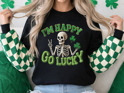 I'm Happy Go Lucky, Faux Yarn Funny St Patrick's Day PNG