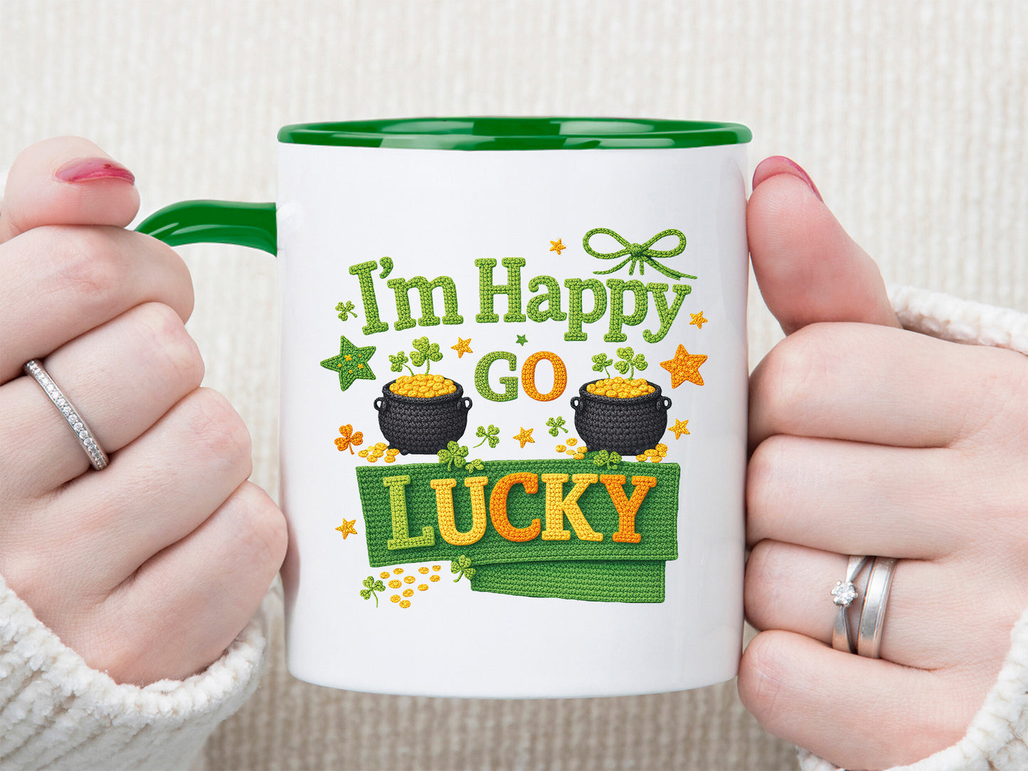 I'm Happy Go Lucky, St Patrick's Day Faux Yarn PNG