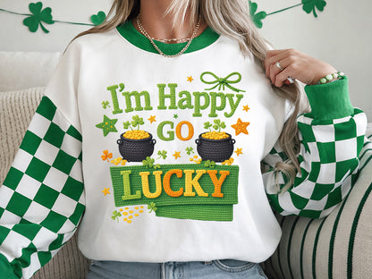 I'm Happy Go Lucky, St Patrick's Day Faux Yarn PNG