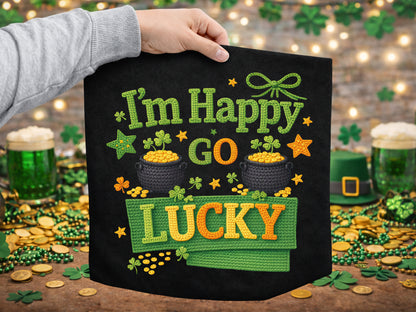 I'm Happy Go Lucky, St Patrick's Day Faux Yarn PNG
