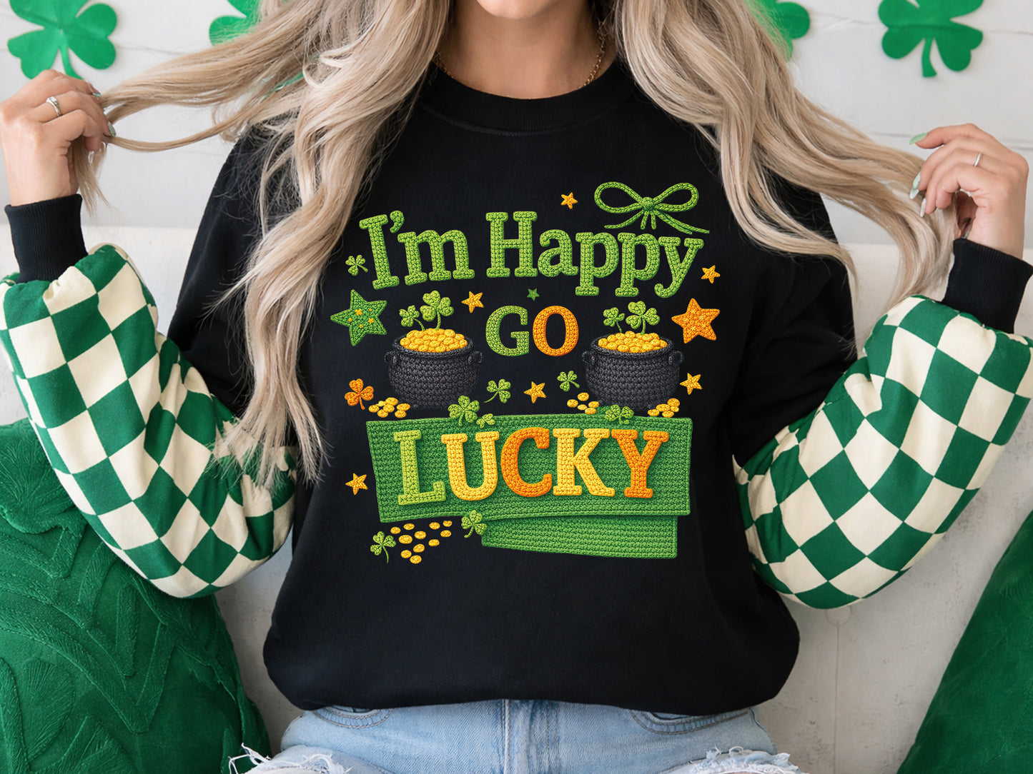 I'm Happy Go Lucky, St Patrick's Day Faux Yarn PNG