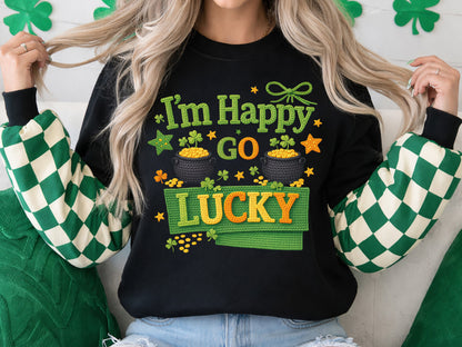I'm Happy Go Lucky, St Patrick's Day Faux Yarn PNG