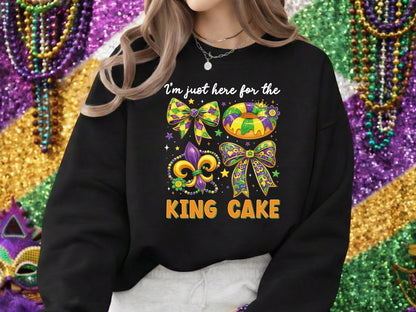 I'm Just Here for the King Cake, Mardi Gras Preppy PNG