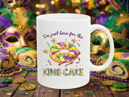 I'm Just Here for the King Cake, Preppy Mardi Gras PNG