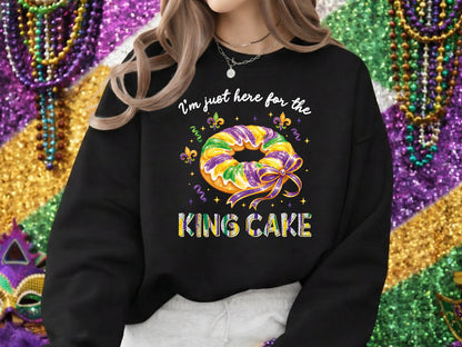 I'm Just Here for the King Cake, Preppy Mardi Gras PNG
