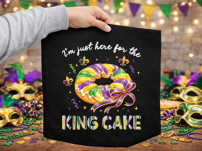 I'm Just Here for the King Cake, Preppy Mardi Gras PNG