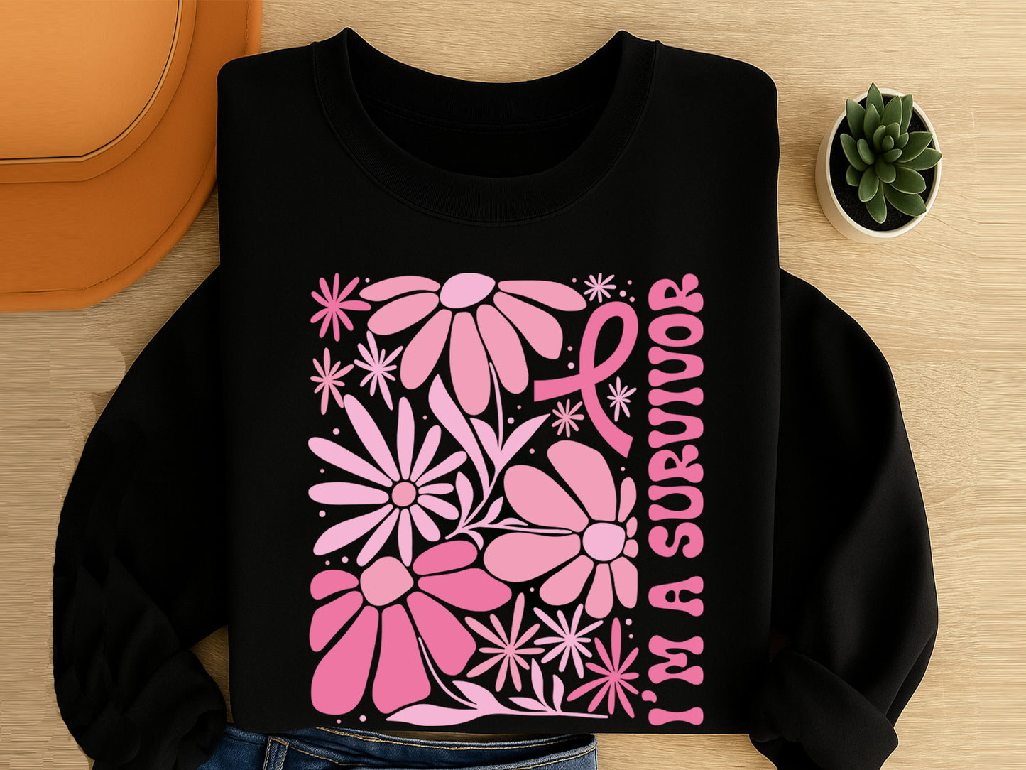I'm a Survivor, Boho Floral Breast Cancer SVG