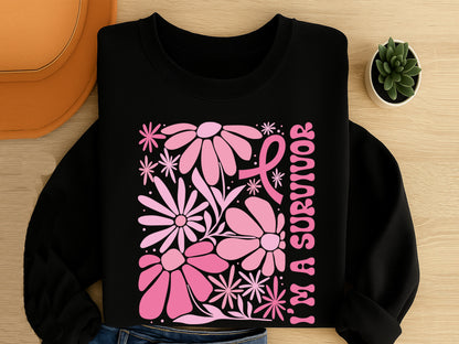I'm a Survivor, Boho Floral Breast Cancer SVG