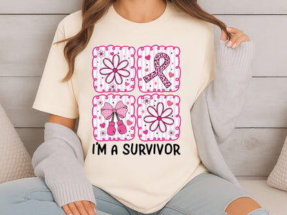 I'm a Survivor, Preppy Breast Cancer PNG Sublimation