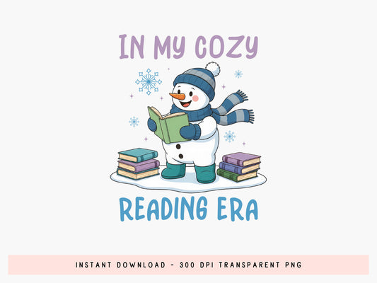 In My Cozy Reading Era, Snowman Bookish Winter Sublimation