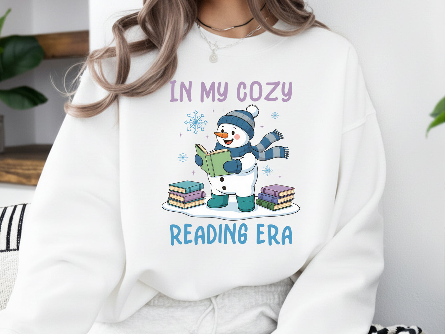 In My Cozy Reading Era, Snowman Bookish Winter Sublimation