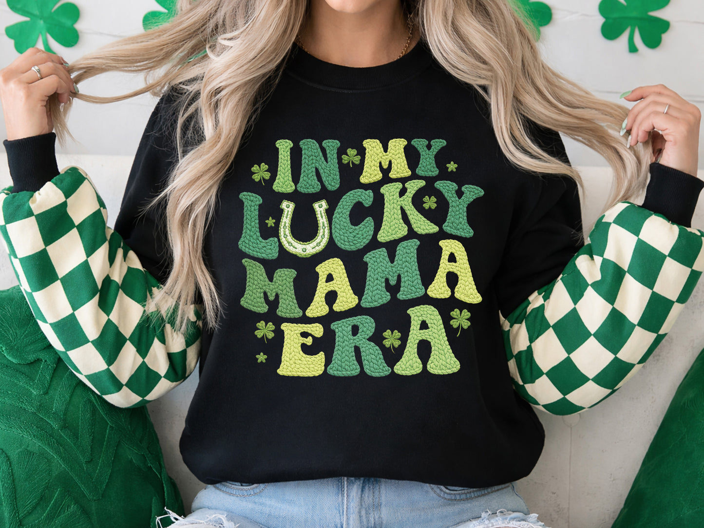 In My Lucky Mama Era, Faux Yarn St Patrick's Day PNG