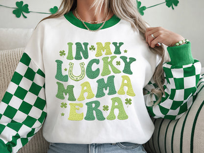 In My Lucky Mama Era, Faux Yarn St Patrick's Day PNG