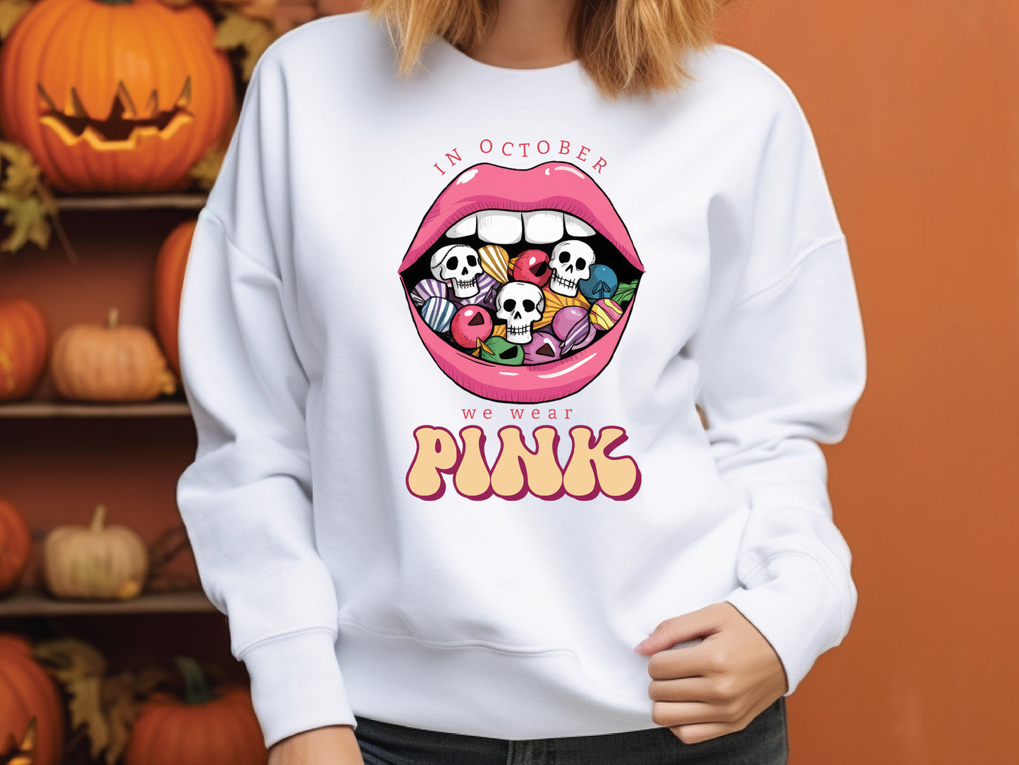 In October We Wear Pink - Halloween Sublimation Design