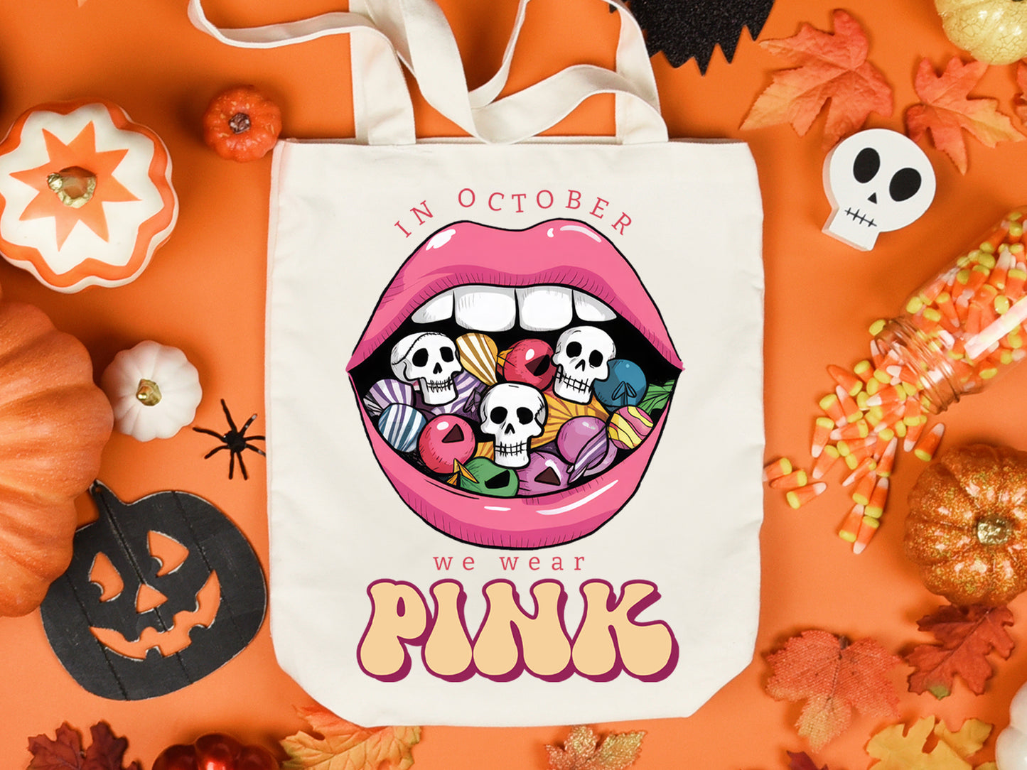 In October We Wear Pink - Halloween Sublimation Design