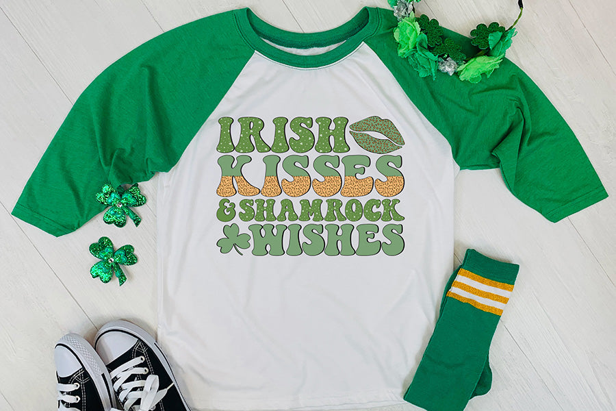 Irish Kisses Shamrock Wishes, St Patricks Day Sublimation