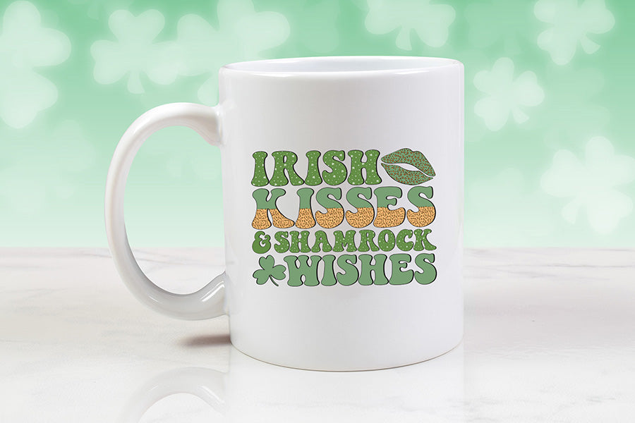 Irish Kisses Shamrock Wishes, St Patricks Day Sublimation